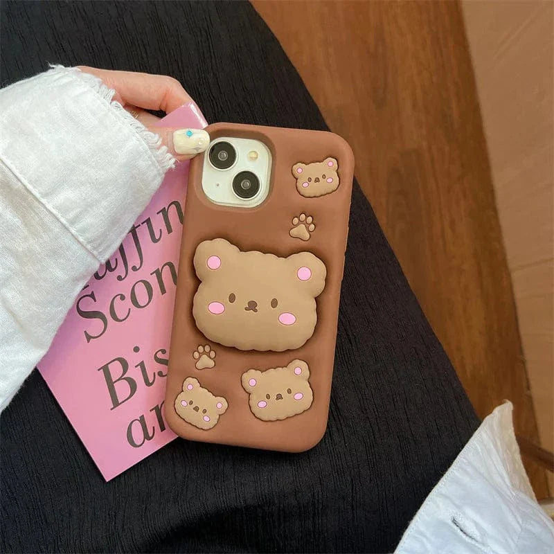 3D Bear Pop Socket Phone Case