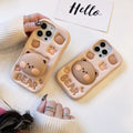 3D Bear Pop Socket Phone Case