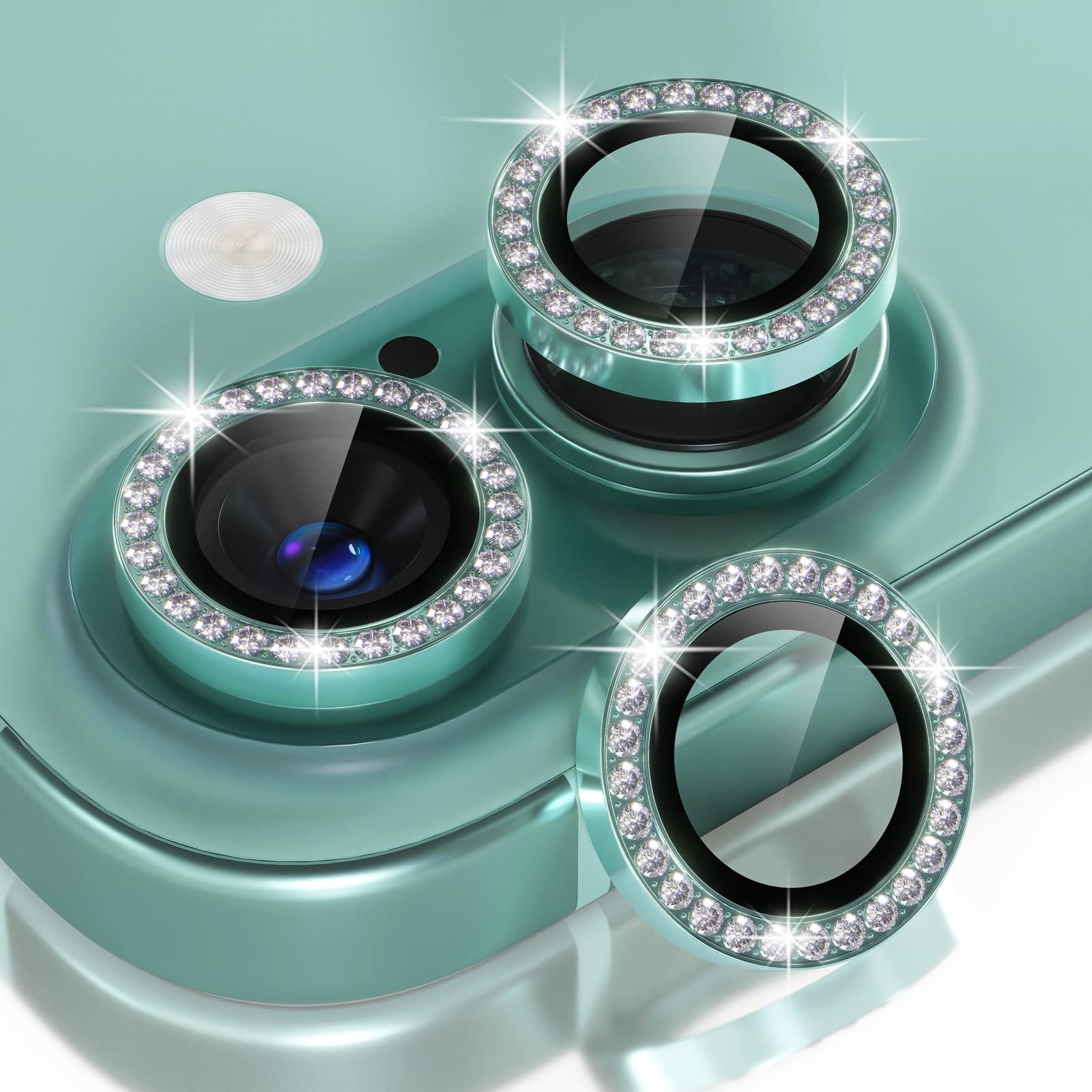 Black Colour Diamond Camera Protection Lens For iPhone 16 & 16 Plus