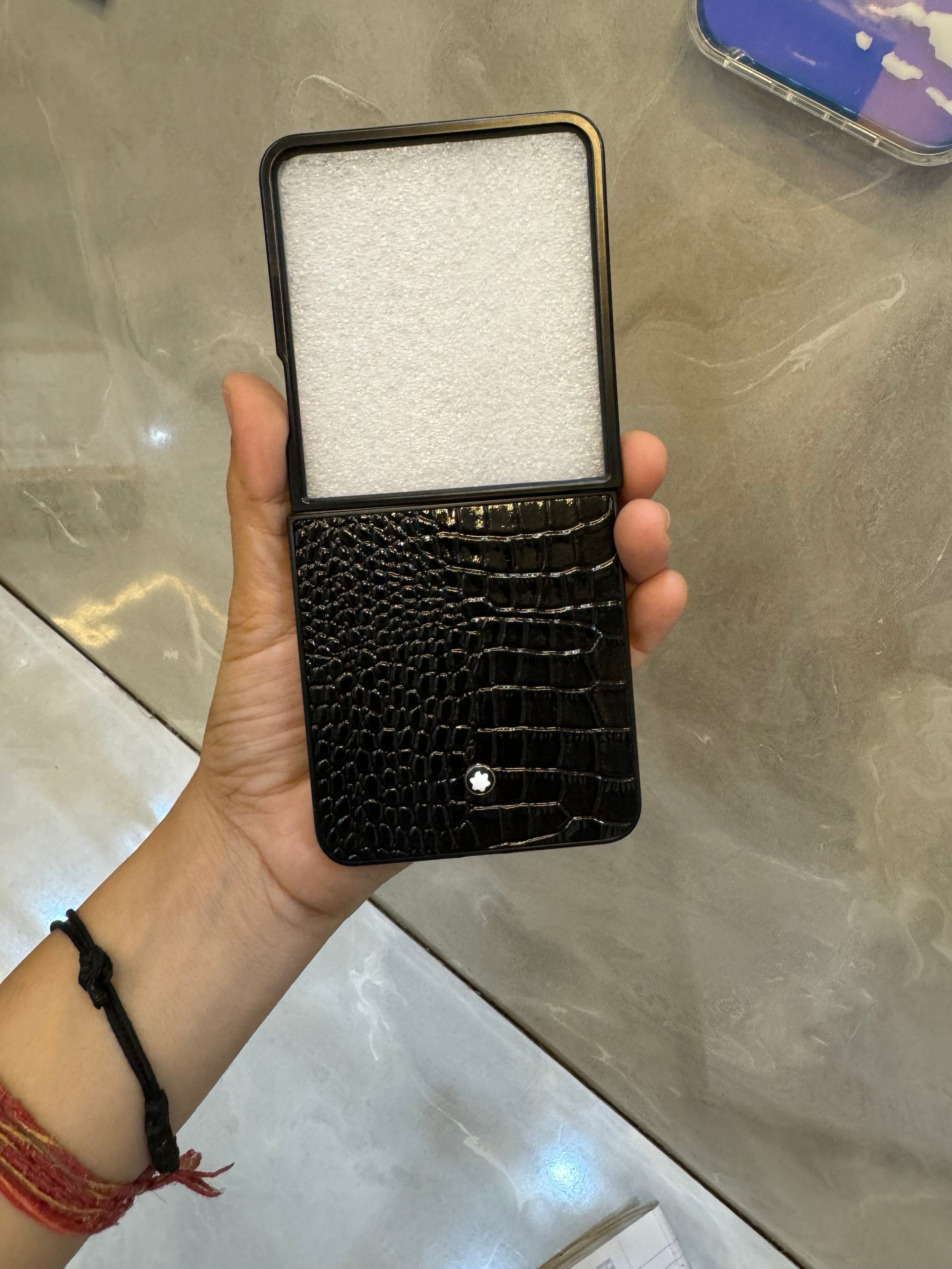 Branded Croco Phone Case For Samsung Z Flip 7