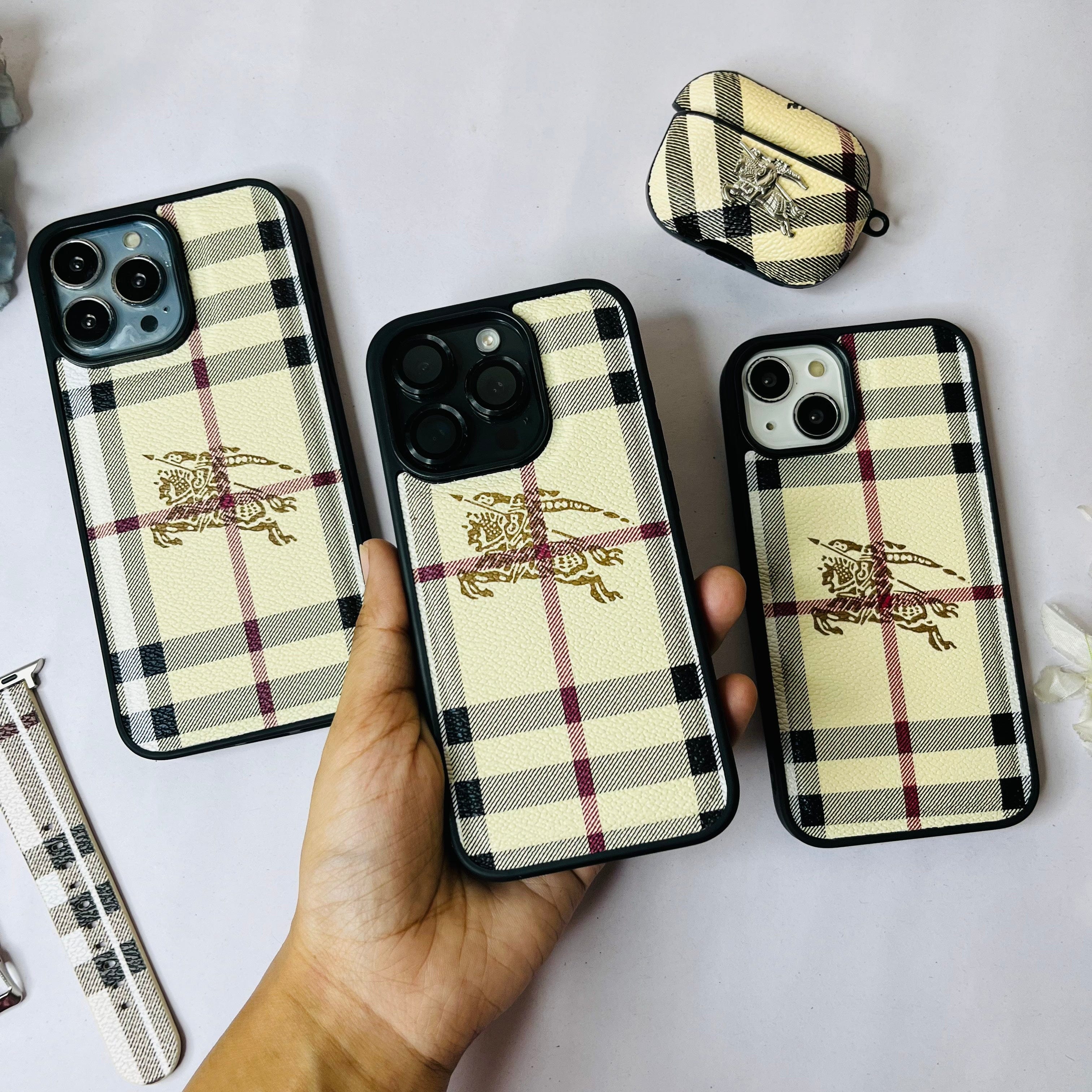 Branded Leather Phone Case With Black Border #003