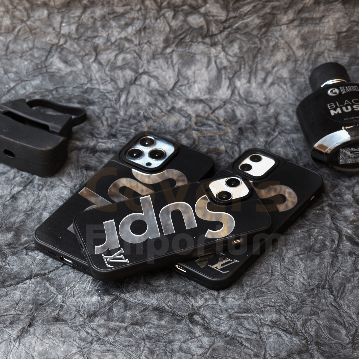 Black Supr Mirror Finish Silicone Case for iPhones