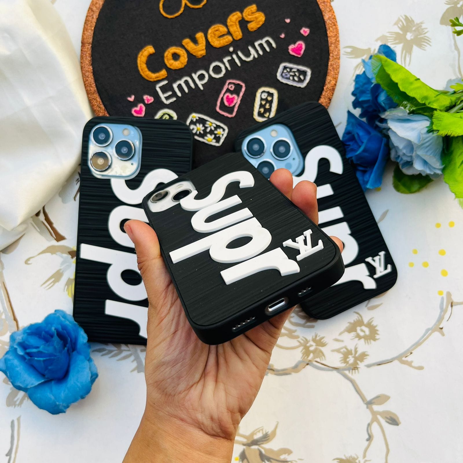 Black 3D Silicone Branded iPhone Case