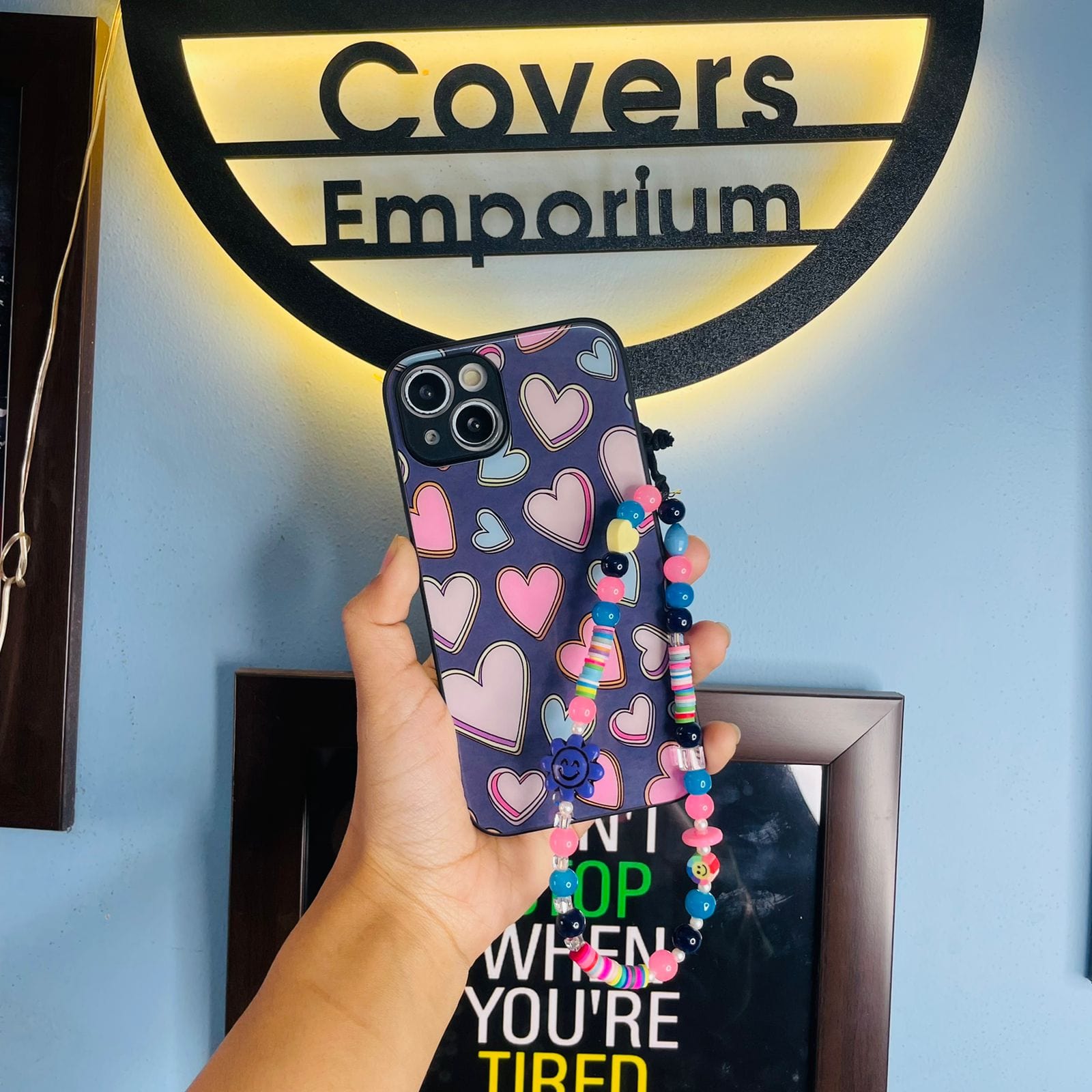 Colorful Hearts glass case