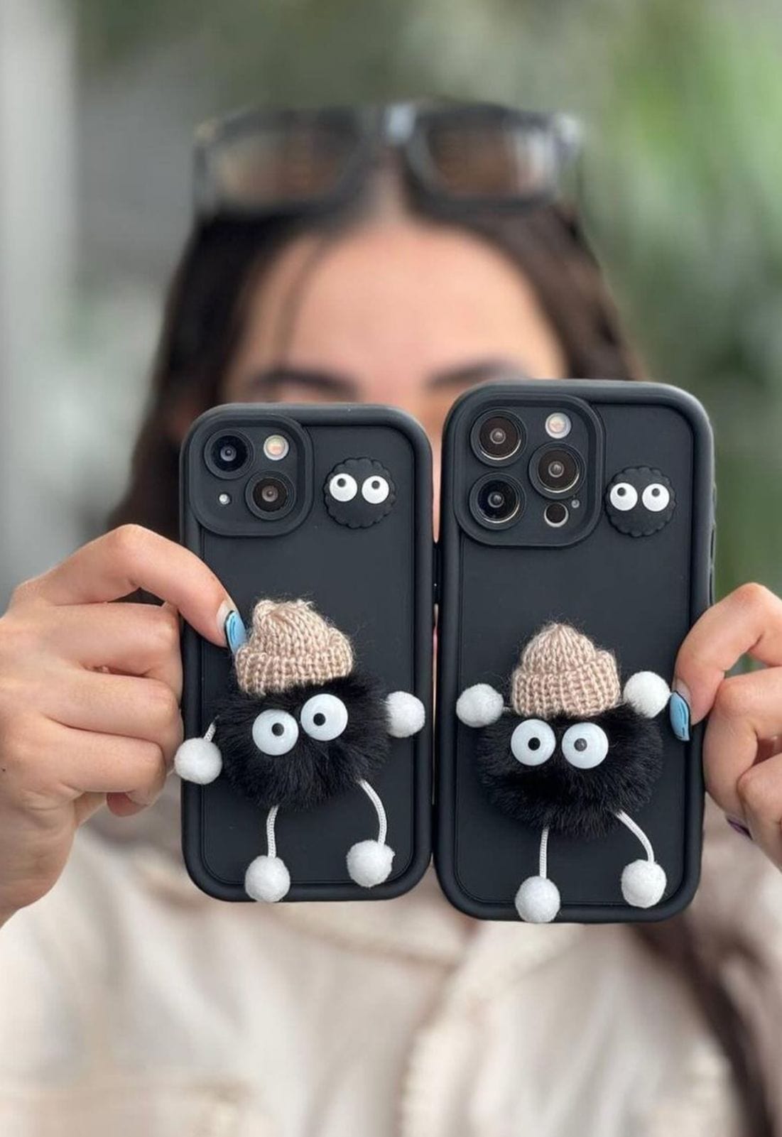 Cute 3D Plush Coal Ball Case For Iphones