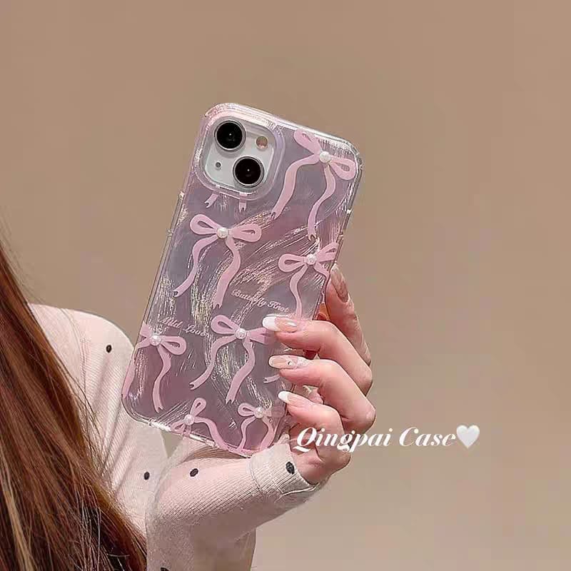 Blush Bow Pearl iPhone Case