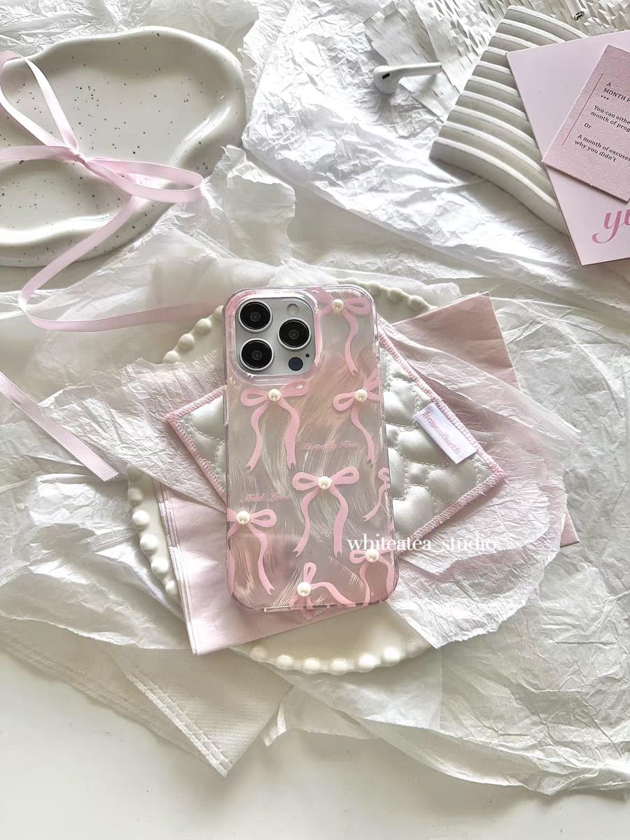 Blush Bow Pearl iPhone Case